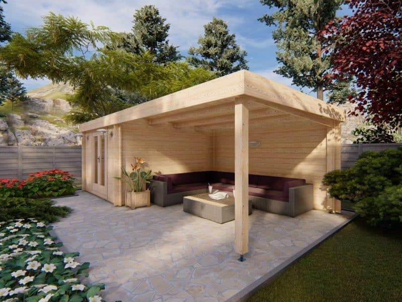 Tuinhuis Kudelstaart 3,3×7,36m 44mm