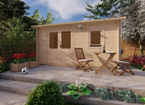 Tuinkantoor 4.5×2.5m | Zadeldak |  helemaal compleet | pakket korting